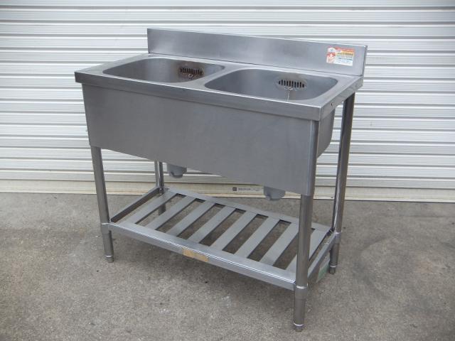 ステンレス　2槽シンク　900×450×800　厨房　中古
