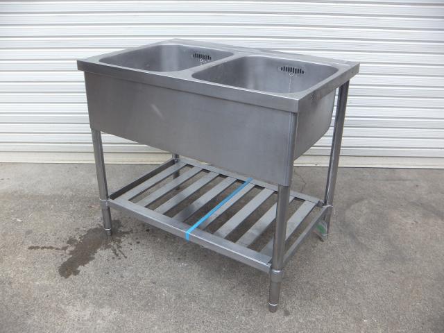 ステンレス　2槽シンク　900×600×800　厨房　中古