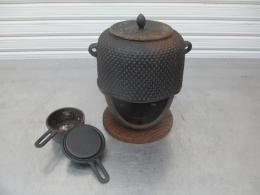 南部鉄器　ポンポコあげ　W215×D180×H260　炉 茶釜　店舗用品　中古　厨房